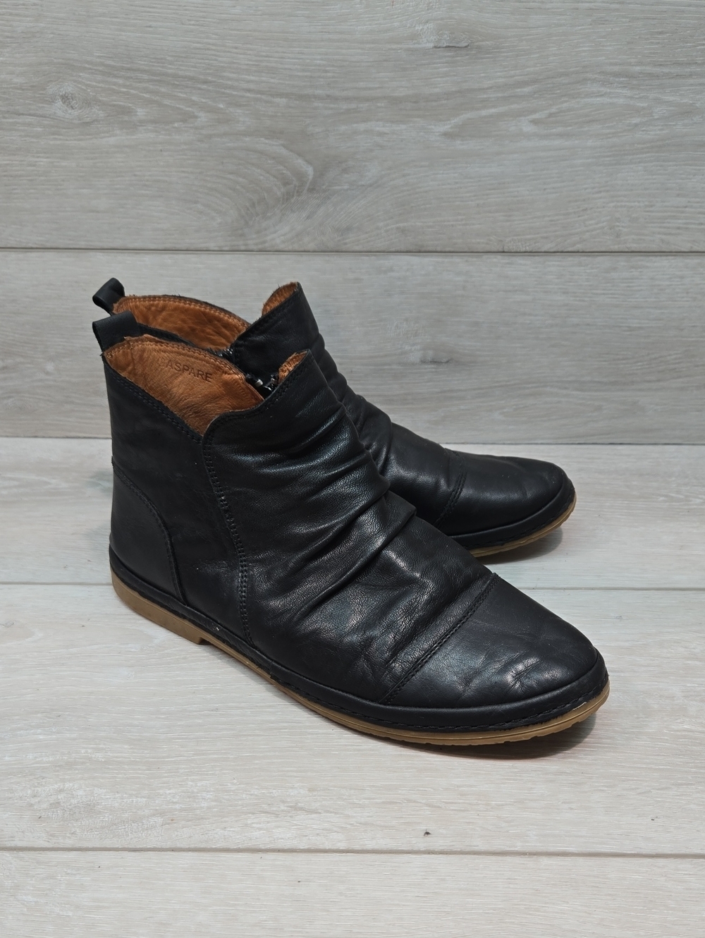 Spring Step Women Gaspare Black Leather Ankle Boots Slip-On Shoes 41/9.5-10